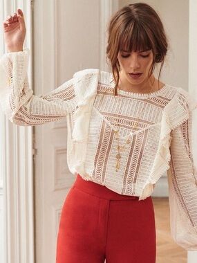 Sézane white lace blouse